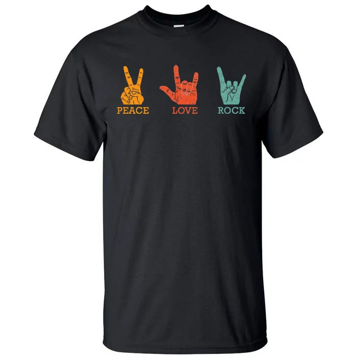 Classic Peace Love Rock Vintage Concert Band Rock Music Tall T-Shirt