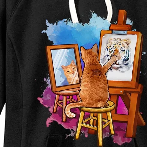 Cat Painting Lion Artistic Animals Lover Graphic Novelty Women's Fleece Hoodie