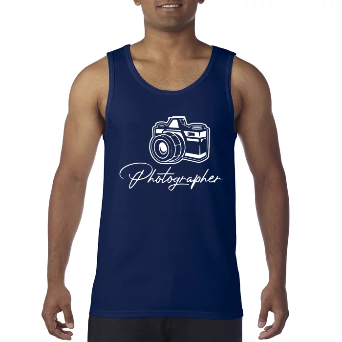 Camera Photographer Lens Cameraman Focus Photography Tank Top