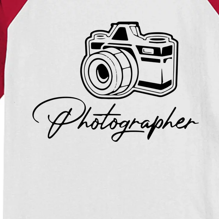 Camera Photographer Lens Cameraman Focus Photography Kids Colorblock Raglan Jersey