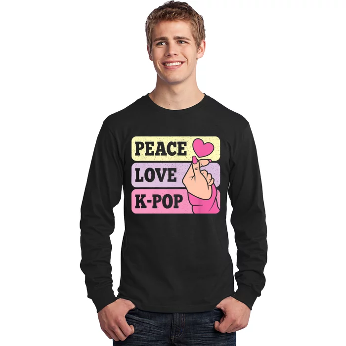 Cute Peace Love KPop Music Lover Korean Pastel Pink K Pop Long Sleeve Shirt