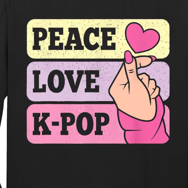 Cute Peace Love KPop Music Lover Korean Pastel Pink K Pop Long Sleeve Shirt