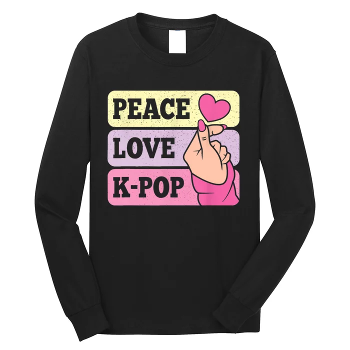 Cute Peace Love KPop Music Lover Korean Pastel Pink K Pop Long Sleeve Shirt