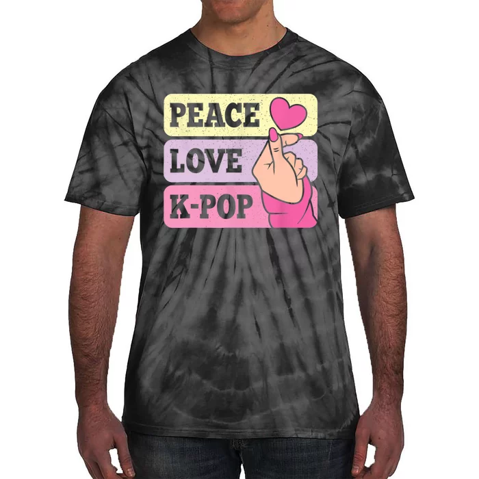 Cute Peace Love KPop Music Lover Korean Pastel Pink K Pop Tie-Dye T-Shirt