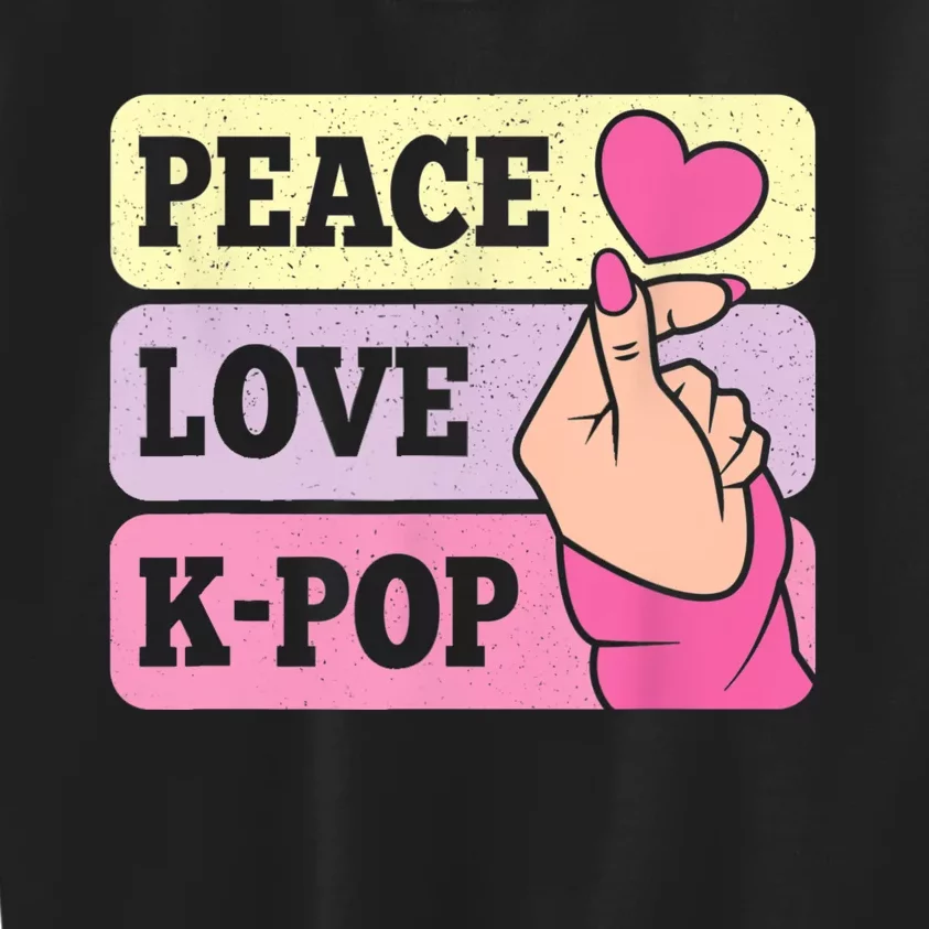 Cute Peace Love KPop Music Lover Korean Pastel Pink K Pop Kids Sweatshirt