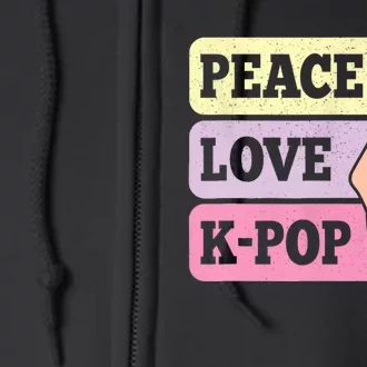 Cute Peace Love KPop Music Lover Korean Pastel Pink K Pop Full Zip Hoodie