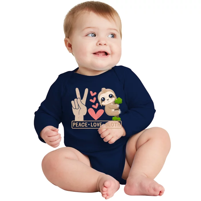 Cute Peace Love Sloth Gift Baby Long Sleeve Bodysuit