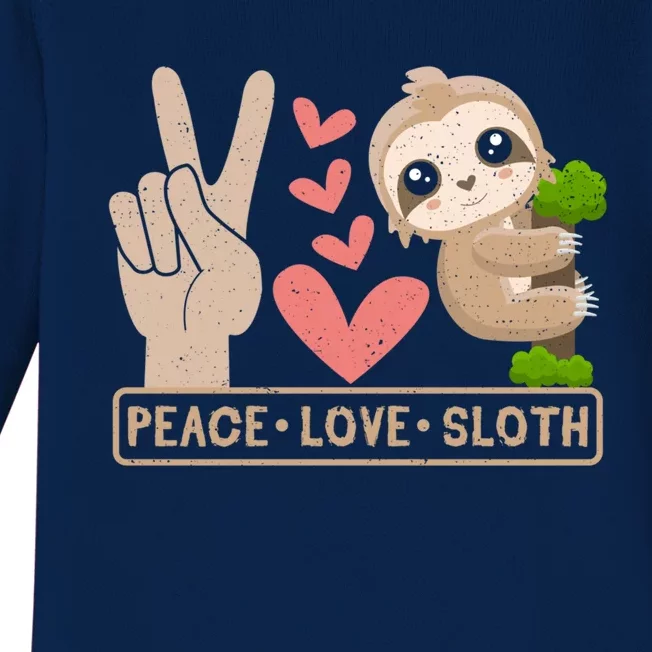 Cute Peace Love Sloth Gift Baby Long Sleeve Bodysuit