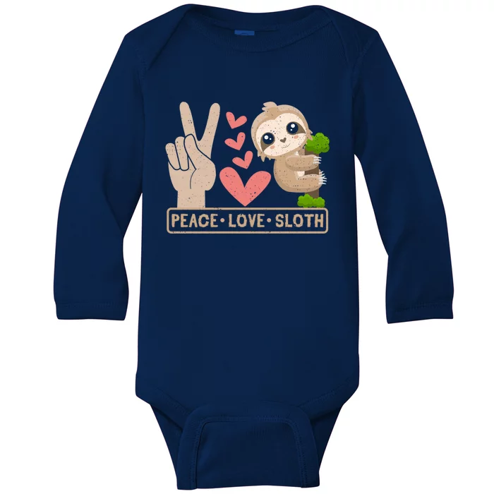 Cute Peace Love Sloth Gift Baby Long Sleeve Bodysuit