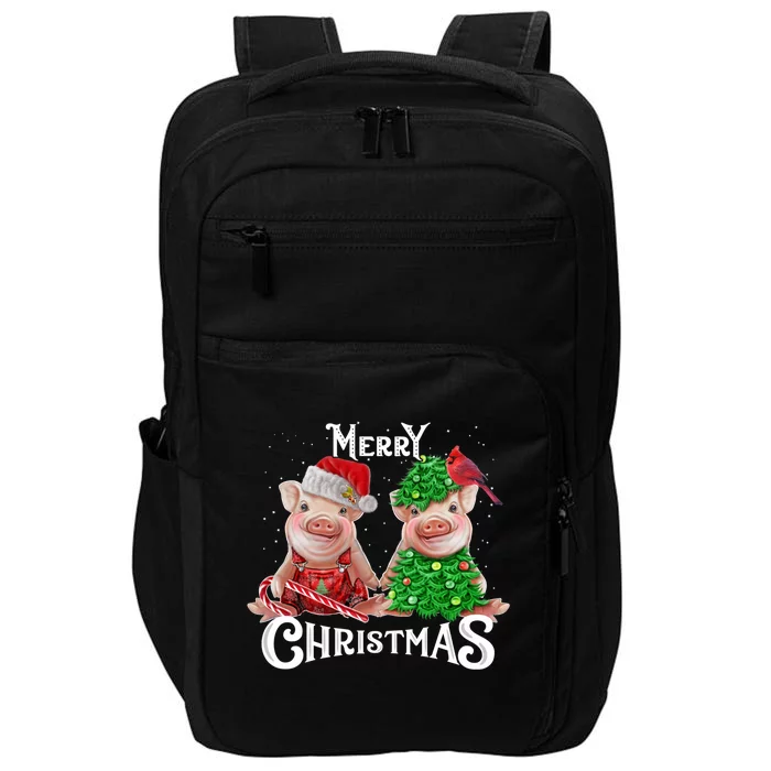 Christmas Pig Lights Santa Hat Pig Lover Gift Impact Tech Backpack