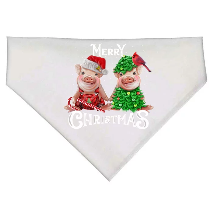 Christmas Pig Lights Santa Hat Pig Lover Gift USA-Made Doggie Bandana