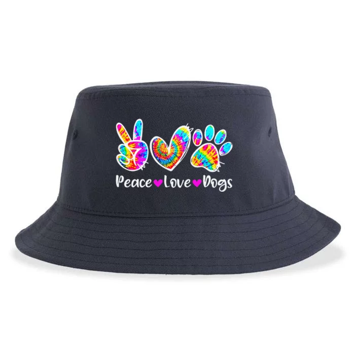 Cute Peace Love Dogs Tie Dye Dog Paw Dog Mom Mothers Day Sustainable Bucket Hat