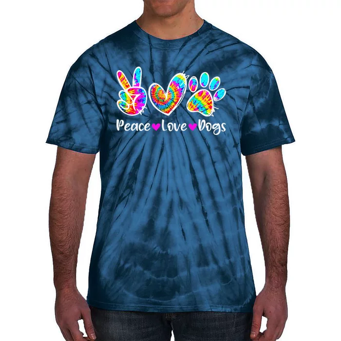 Cute Peace Love Dogs Tie Dye Dog Paw Dog Mom Mothers Day Tie-Dye T-Shirt