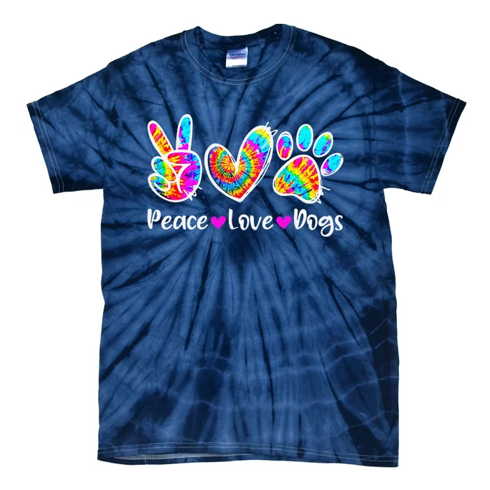 Cute Peace Love Dogs Tie Dye Dog Paw Dog Mom Mothers Day Tie-Dye T-Shirt