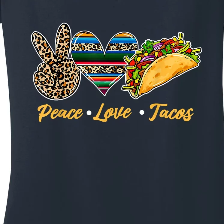 Cute Peace Love Tacos Cute Taco Tuesday Mexican Food Lovers Women's V-Neck T-Shirt