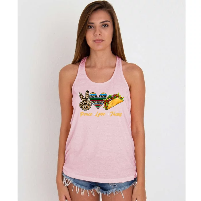 Cute Peace Love Tacos Cute Taco Tuesday Mexican Food Lovers Women's Knotted Racerback Tank