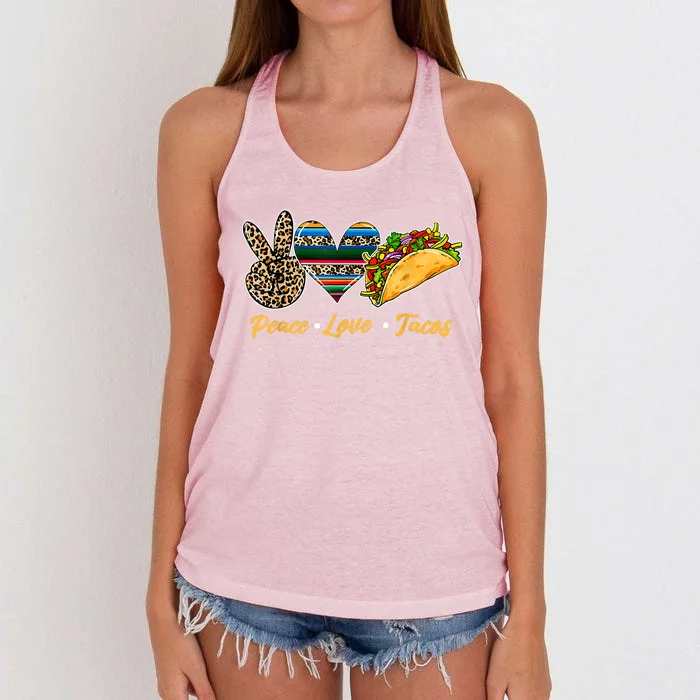 Cute Peace Love Tacos Cute Taco Tuesday Mexican Food Lovers Women's Knotted Racerback Tank