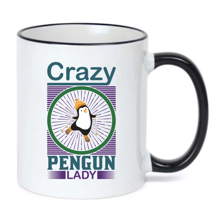 Crazy Penguin Lady Black Color Changing Mug