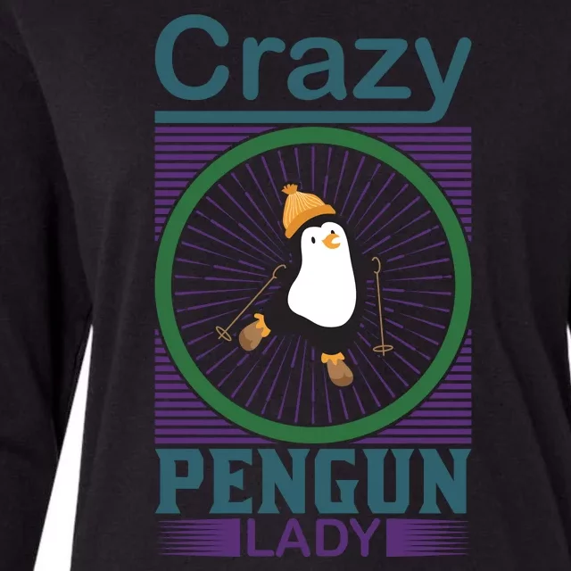 Crazy Penguin Lady Womens Cotton Relaxed Long Sleeve T-Shirt