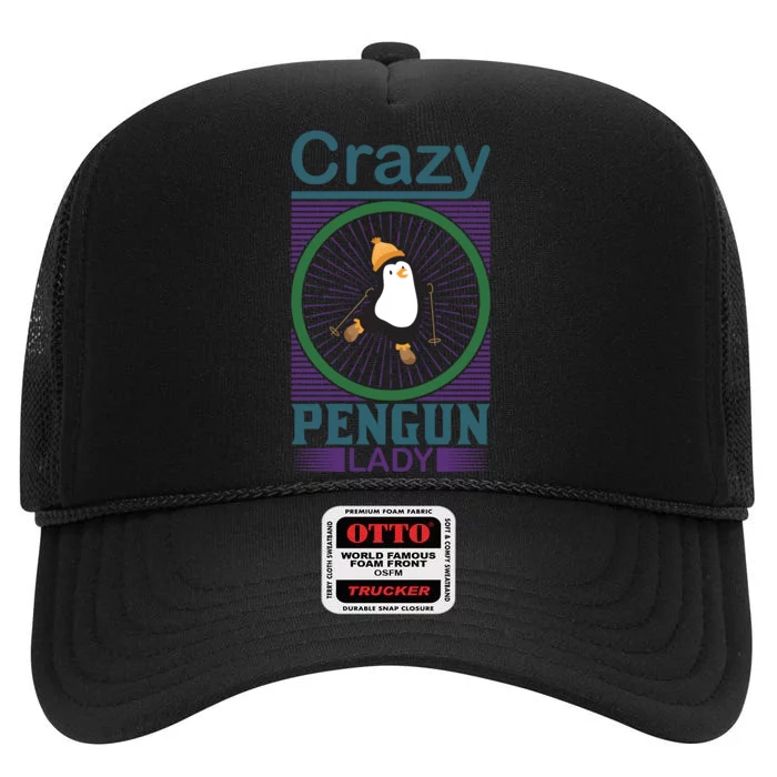 Crazy Penguin Lady High Crown Mesh Trucker Hat