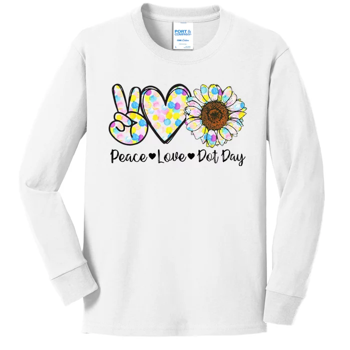 Colorful Peace Love International Dot Day Celebration Kids Long Sleeve Shirt