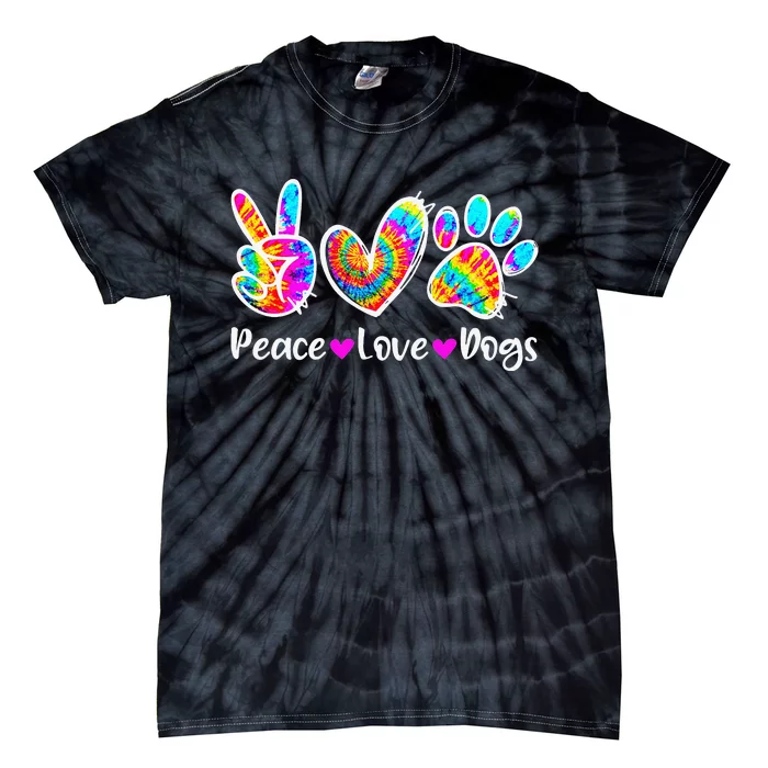 Cute Peace Love Dogs Tie Dye Dog Paw Dog Mom Mothers Day Tie-Dye T-Shirt