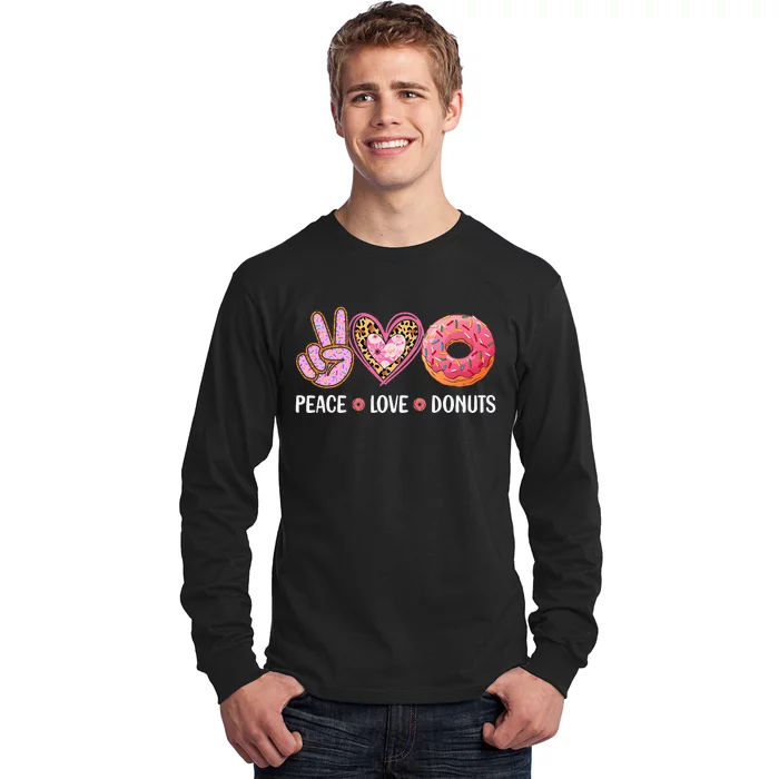 Cute Peace Love Donuts Doughnut Lover Long Sleeve Shirt