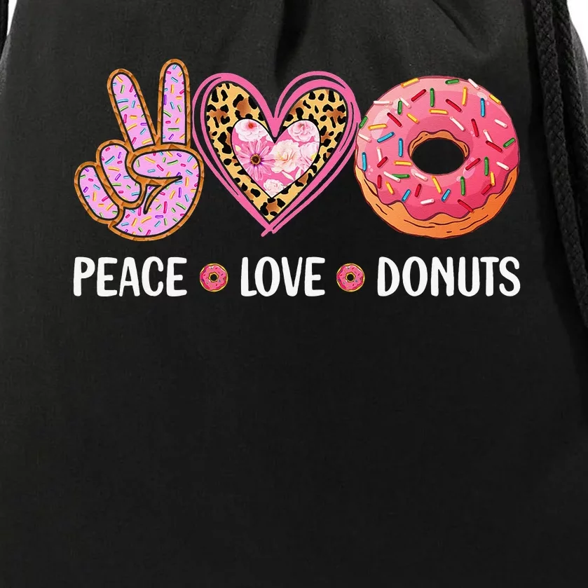 Cute Peace Love Donuts Doughnut Lover Drawstring Bag