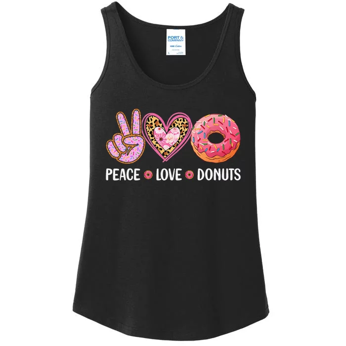 Cute Peace Love Donuts Doughnut Lover Ladies Essential Tank