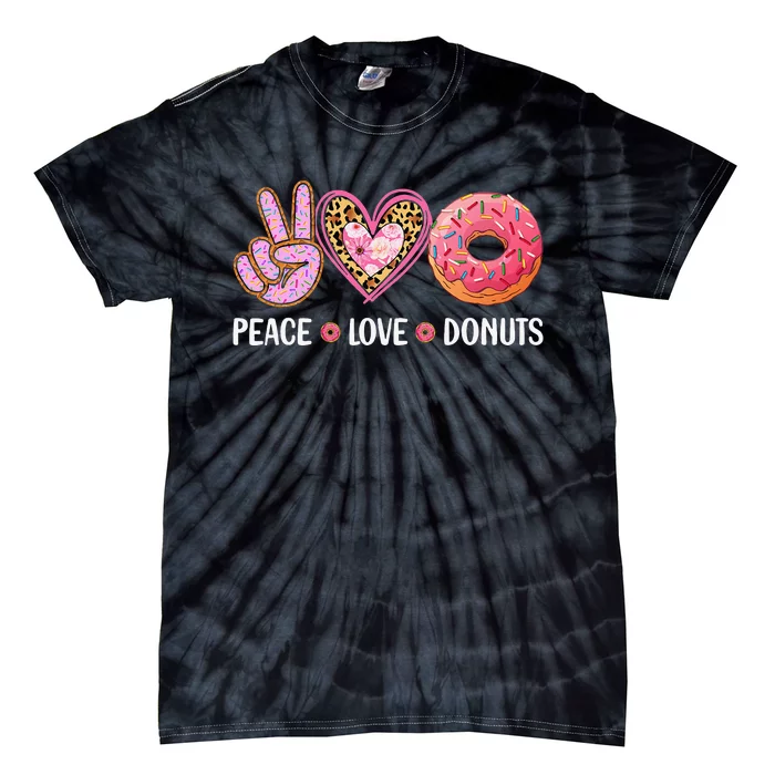 Cute Peace Love Donuts Doughnut Lover Tie-Dye T-Shirt