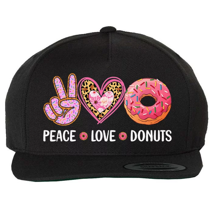 Cute Peace Love Donuts Doughnut Lover Wool Snapback Cap