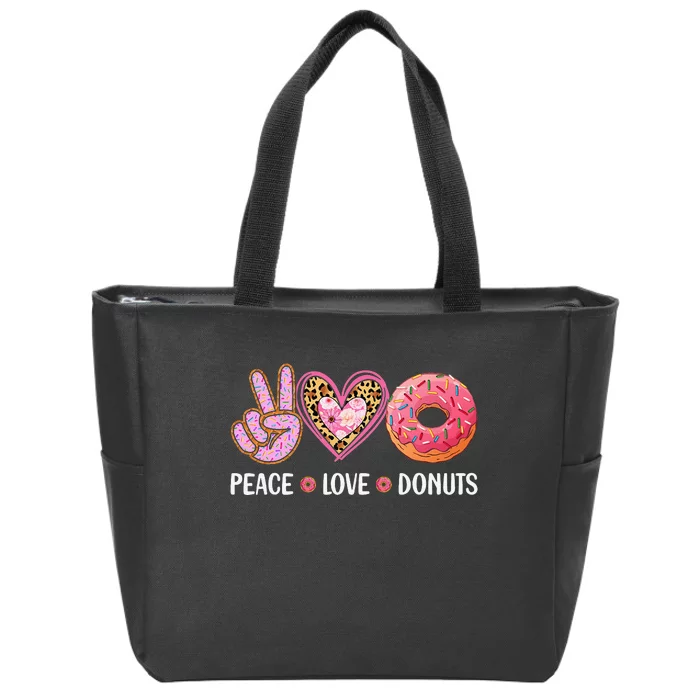 Cute Peace Love Donuts Doughnut Lover Zip Tote Bag