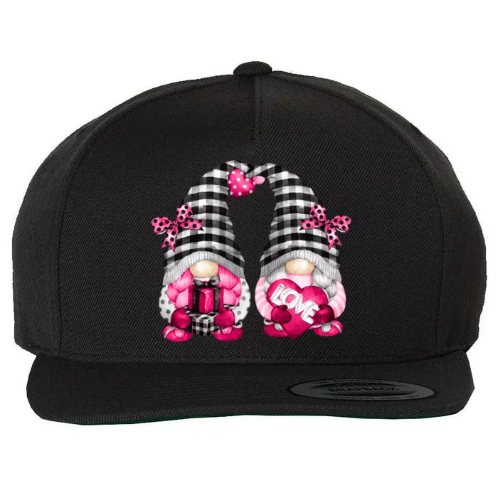 Cute Pink Lesbian Valentines Day Gnomes For Her Funny Love Gift Wool Snapback Cap