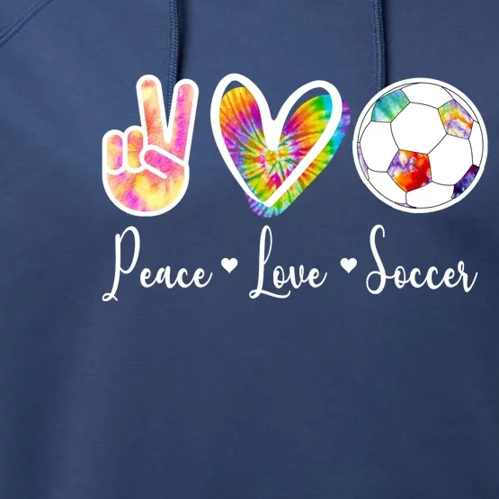 Cute Peace Love Soccer Performance Fleece Hoodie