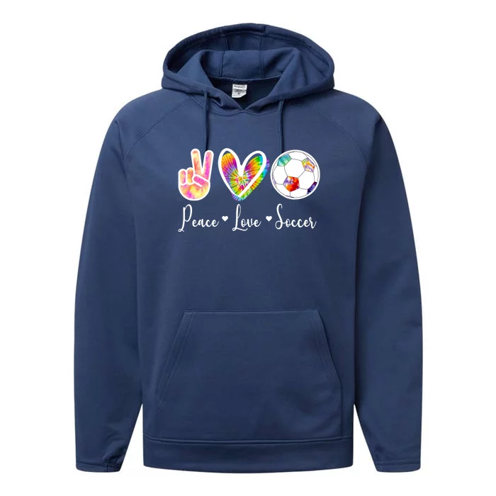 Cute Peace Love Soccer Performance Fleece Hoodie