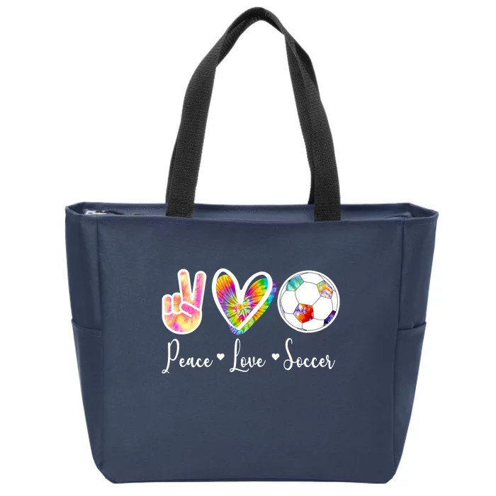 Cute Peace Love Soccer Zip Tote Bag