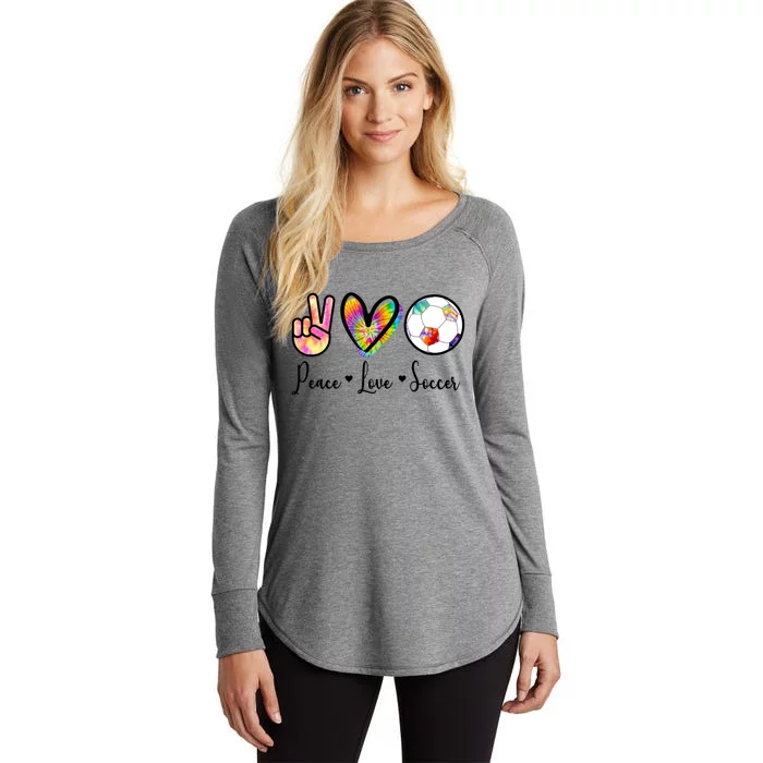 Cute Peace Love Soccer Women's Perfect Tri Tunic Long Sleeve Shirt