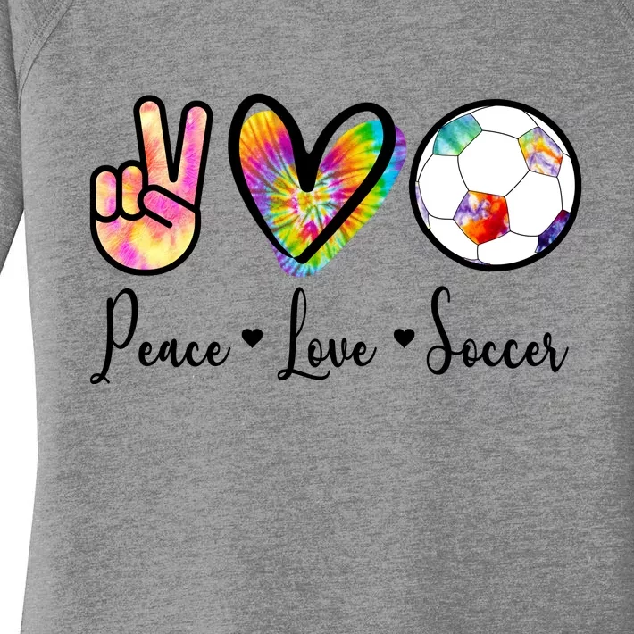 Cute Peace Love Soccer Women's Perfect Tri Tunic Long Sleeve Shirt