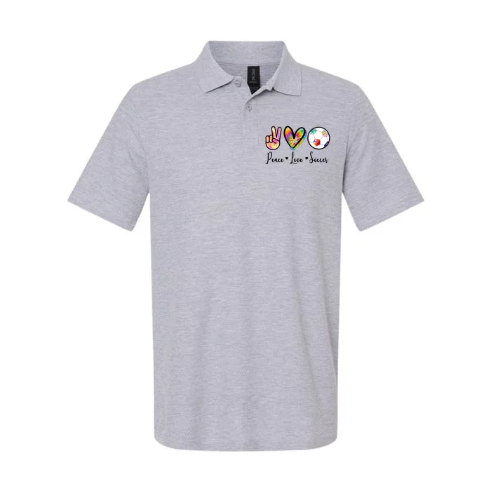 Cute Peace Love Soccer Softstyle Adult Sport Polo