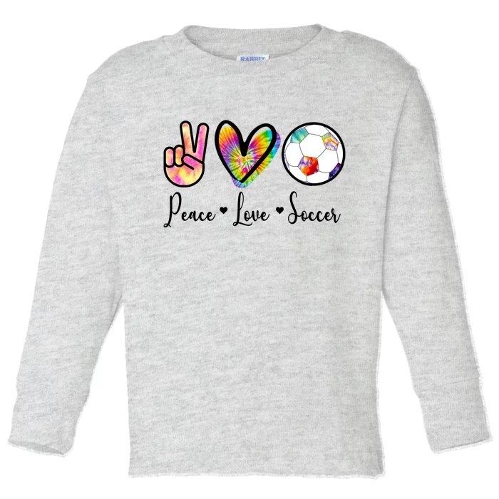 Cute Peace Love Soccer Toddler Long Sleeve Shirt