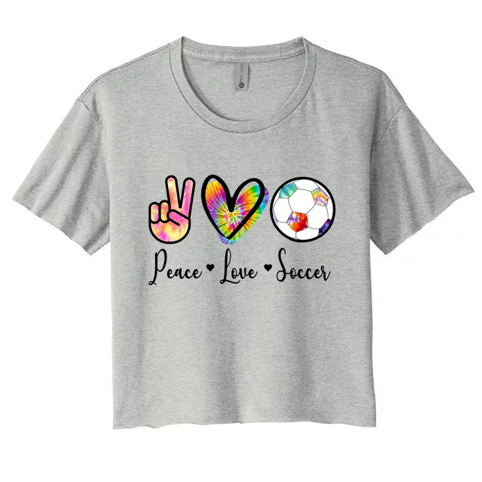 Cute Peace Love Soccer Women's Crop Top Tee