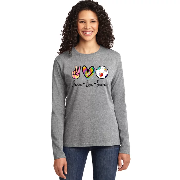 Cute Peace Love Soccer Ladies Long Sleeve Shirt