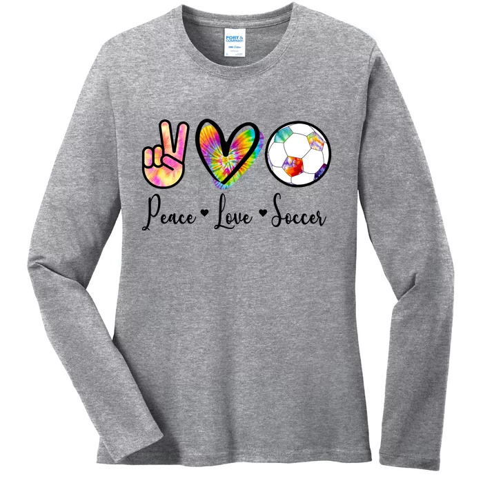 Cute Peace Love Soccer Ladies Long Sleeve Shirt