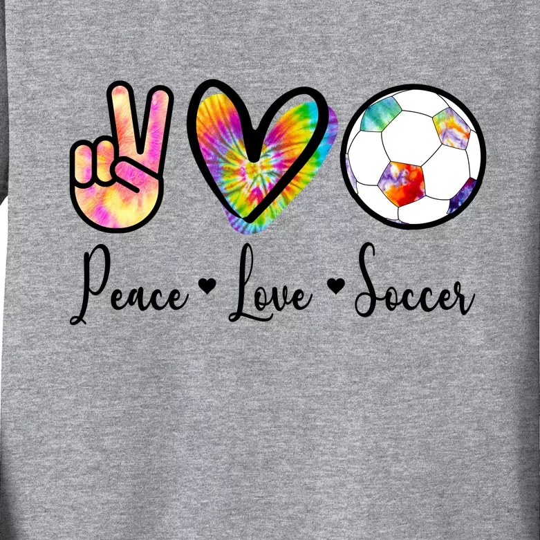 Cute Peace Love Soccer Kids Long Sleeve Shirt