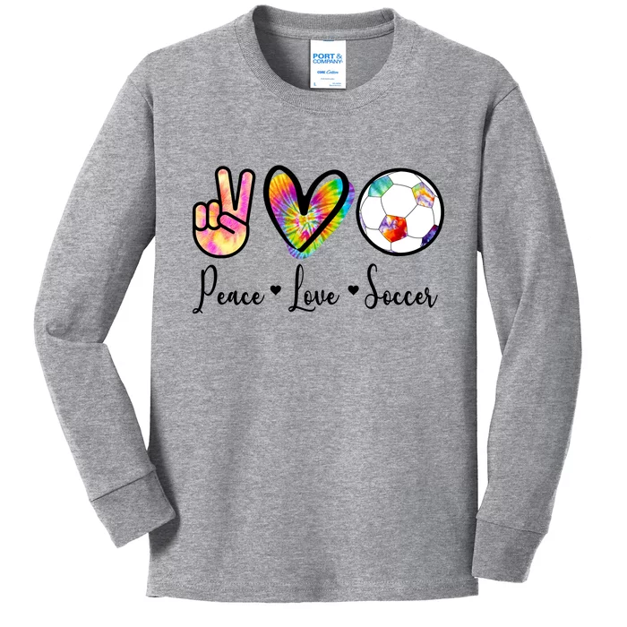 Cute Peace Love Soccer Kids Long Sleeve Shirt