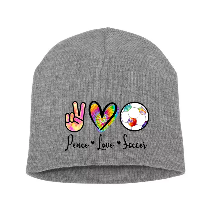 Cute Peace Love Soccer Short Acrylic Beanie