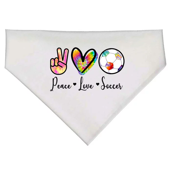 Cute Peace Love Soccer USA-Made Doggie Bandana