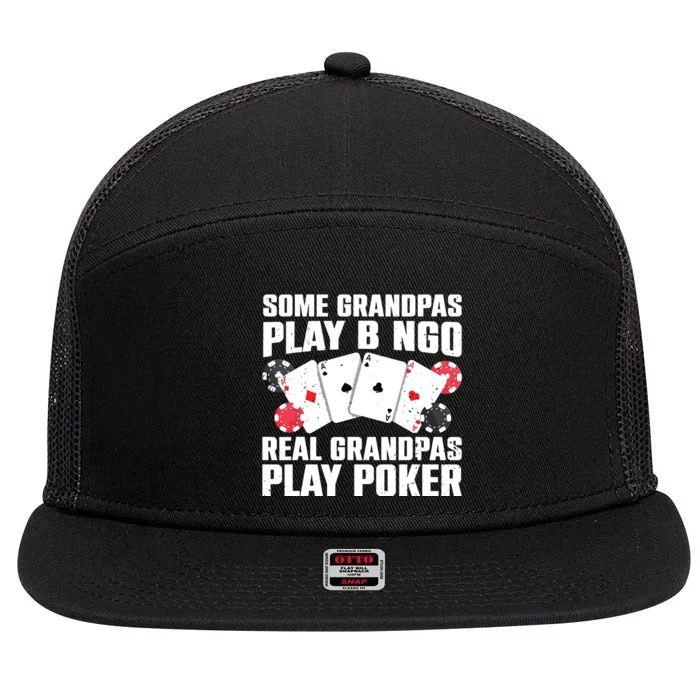 Cool Poker Lover Art For Grandpa Casino Card Gambling 7 Panel Mesh Trucker Snapback Hat