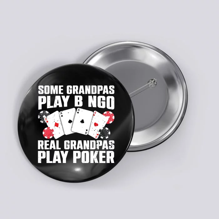 Cool Poker Lover Art For Grandpa Casino Card Gambling Button