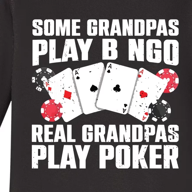 Cool Poker Lover Art For Grandpa Casino Card Gambling Baby Long Sleeve Bodysuit